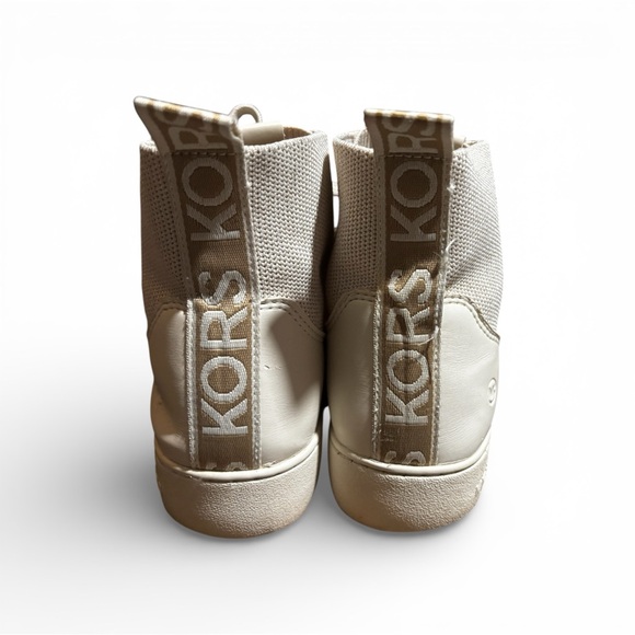 Michael Kors Women's Edie Knit Lace Up High Top Sneakers Light Cream Size 7 - Picture 2 of 3